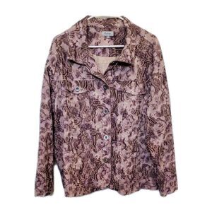 ANALOGY PETITE 3x Purple Paisley Western Blazer Button Jacket Festival Patterned